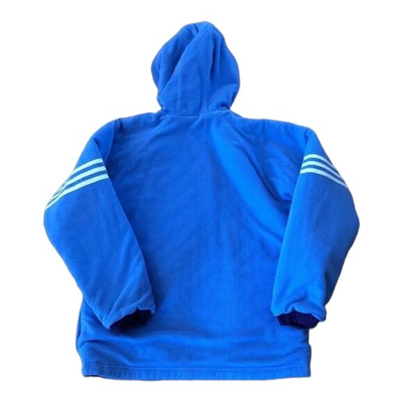 Adidas quited hooded reversible to fleece coat In purple & blue size XL - Picture 8 of 13